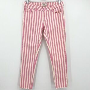 Chiqle Pink Striped Cropped Stretch Denim Jeans